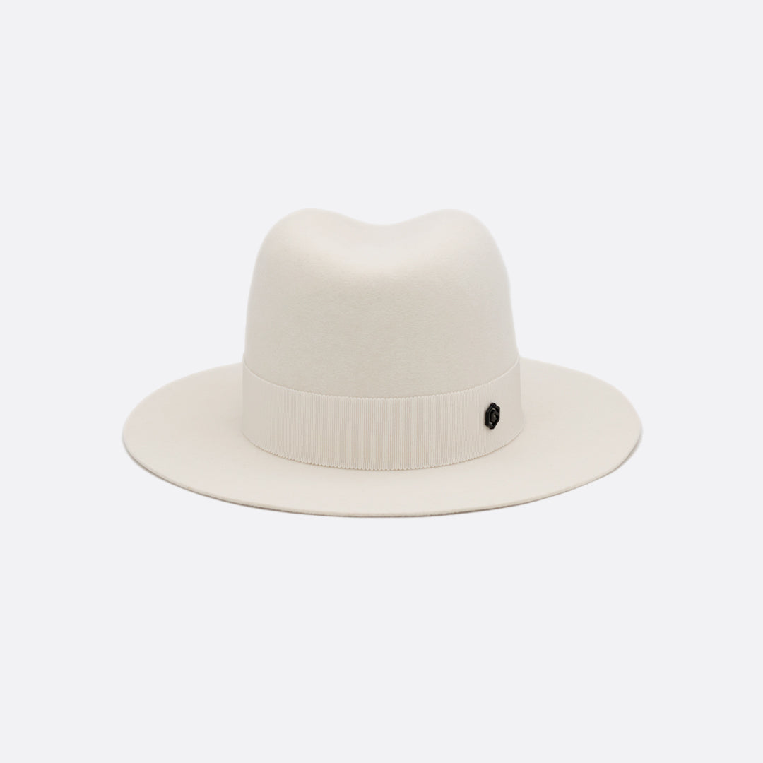 White store homburg hat