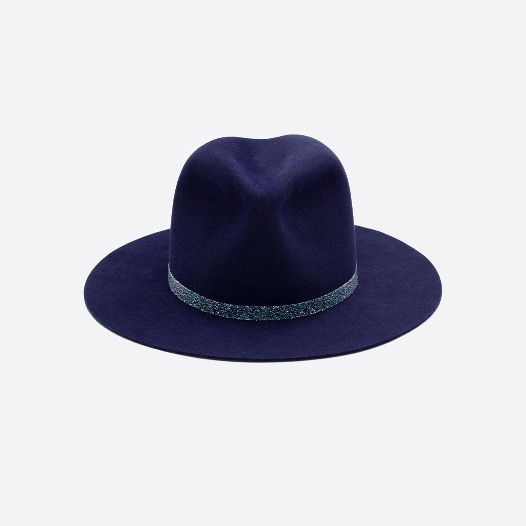 MOONLIGHT BLUE CRYSTAL FEDORA HAT