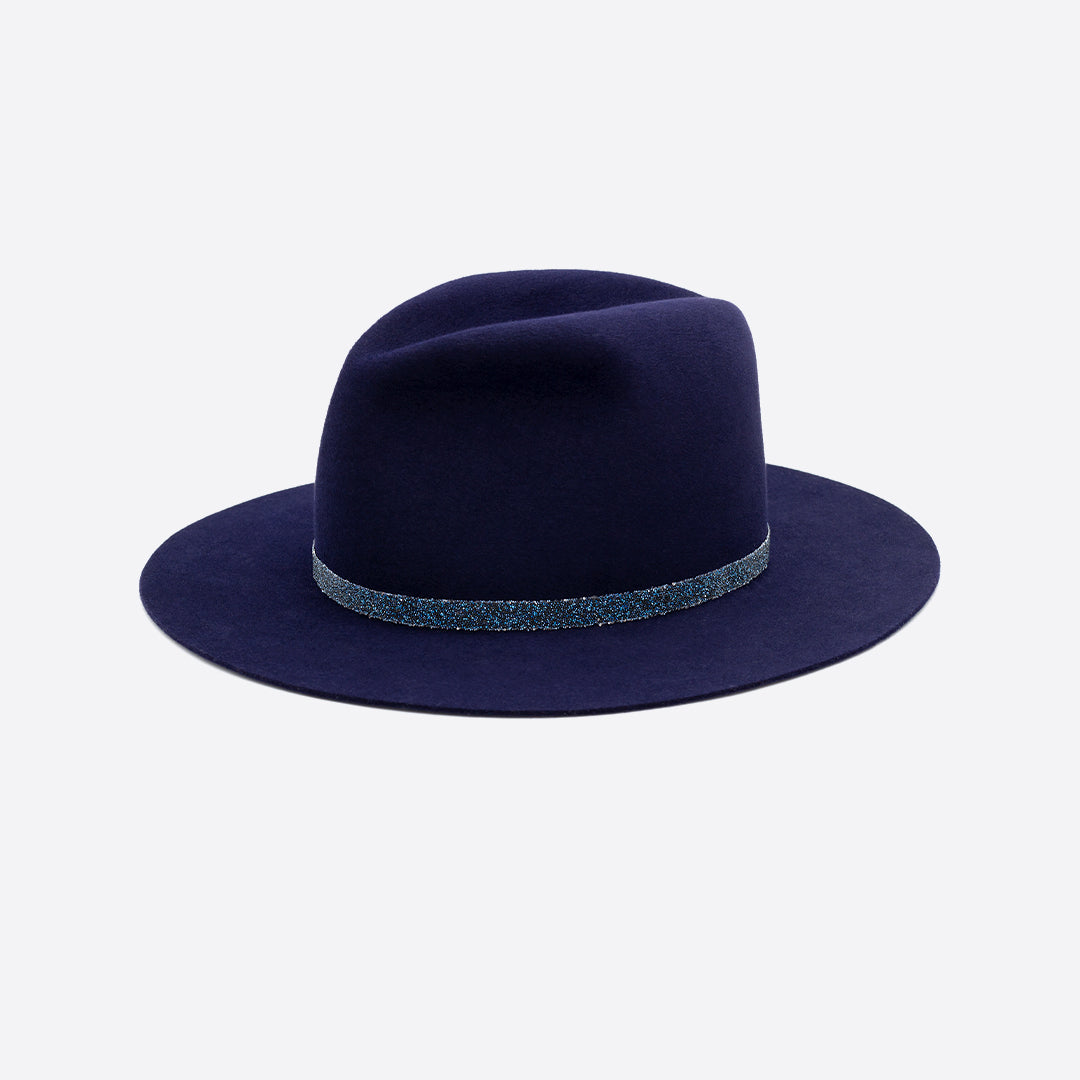 MOONLIGHT BLUE CRYSTAL FEDORA HAT