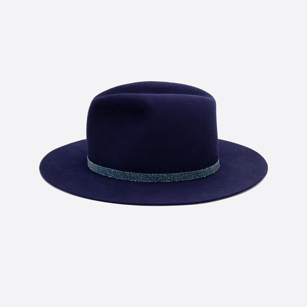 MOONLIGHT BLUE CRYSTAL FEDORA HAT